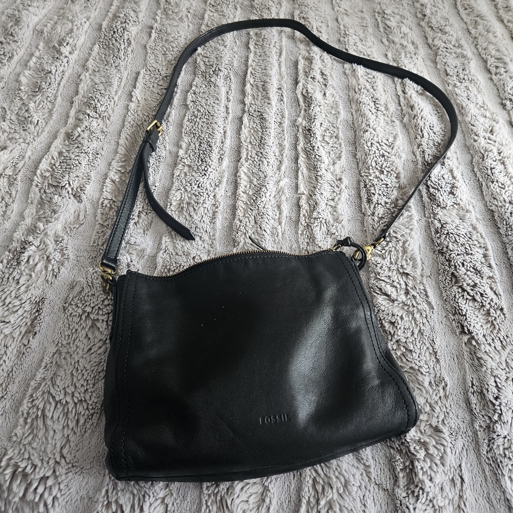 Fossil black leather Crossbody